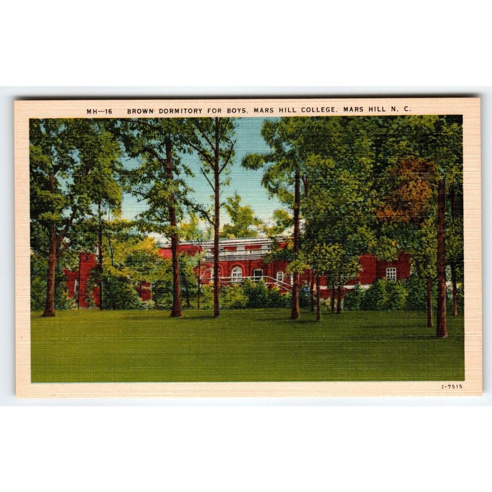 Mars Hill College Dormitory For Boys North Carolina Linen Postcard Unused NC